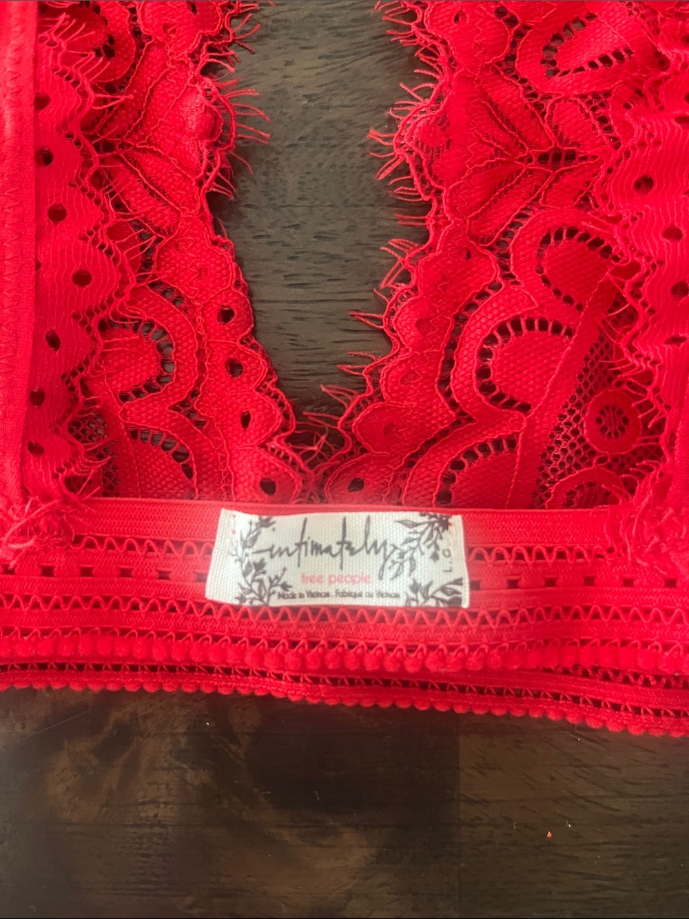 Free People Large Red Lace Plunge Bralette Top free people intimately like new - Picture 10 of 13